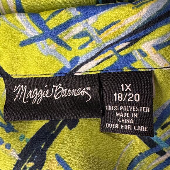 Maggie Barnes 1X (18/20) Top Button-Up V-Neck Lightweight Semi-Sheer 3/4 Sleeves - Picture 7 of 8